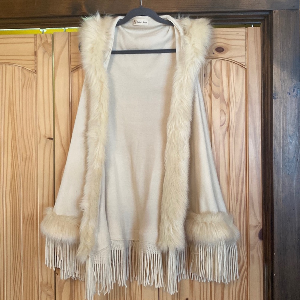Faith + Linen Sweater & faux fur swing vest
